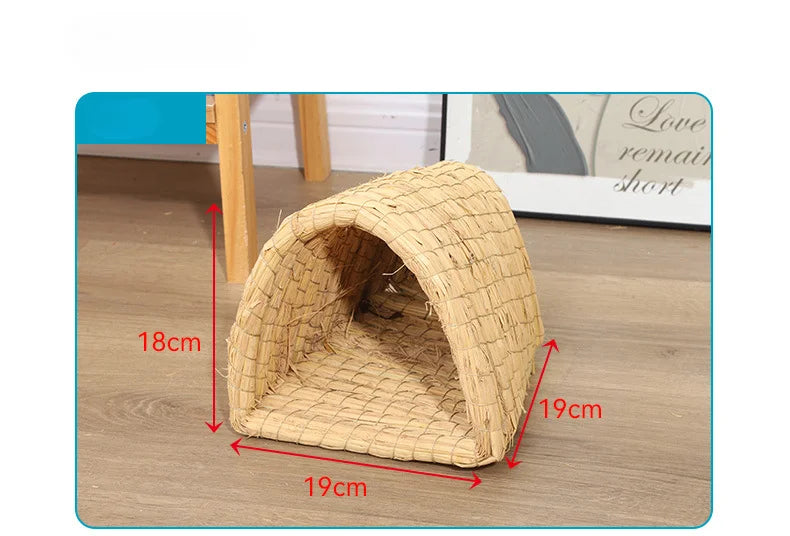 Straw Hand Woven Breathable Rabbit Grass Mat Four Season Hamster Guinea Pig Dutch Pig Foot Mat Rabbit Grass Nest Pet Supplies