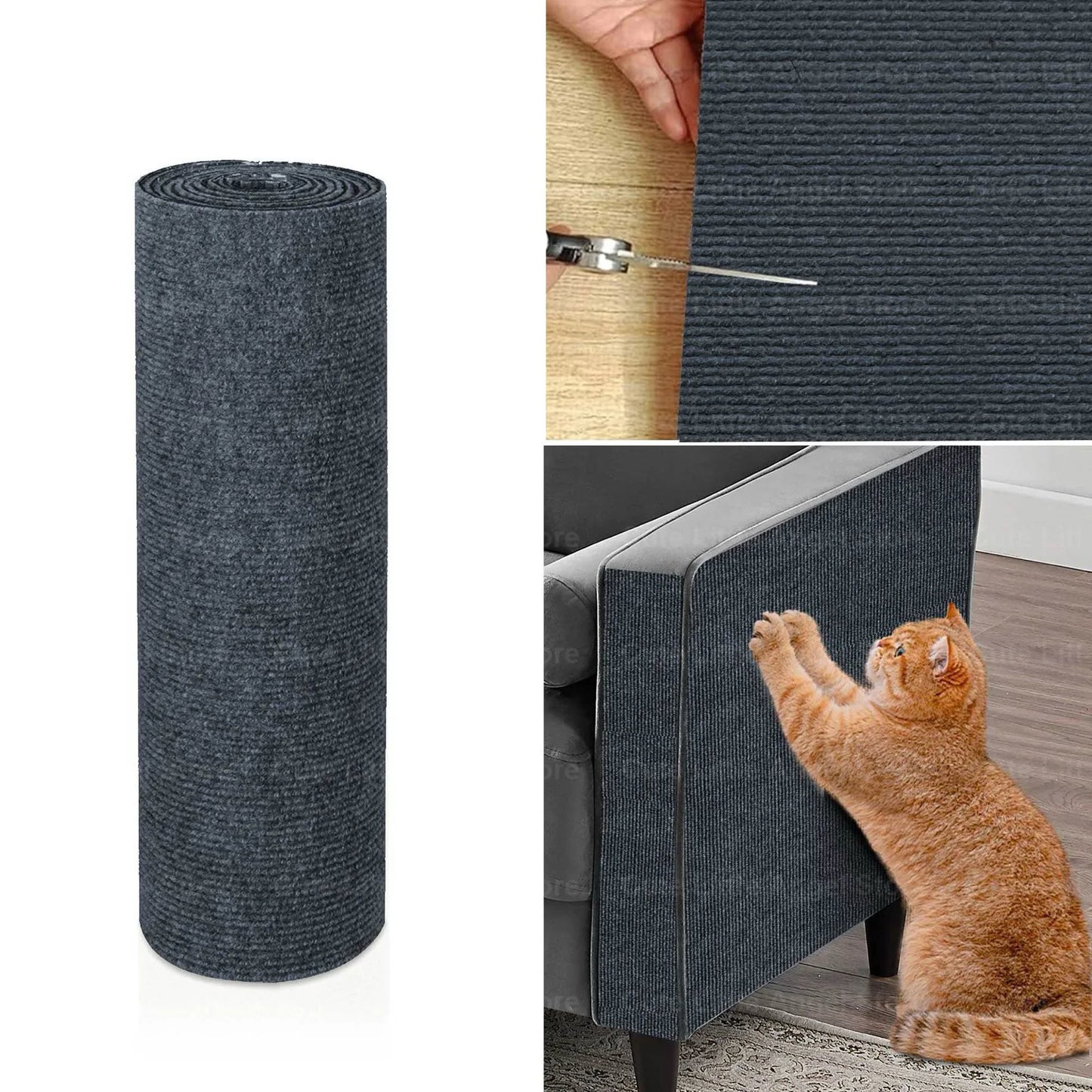 40x300cm Cat Scratcher Sofa Protector Cats Scratcher Pad Board Protection Trimmable Self-adhesive Carpet DIY Cat Scratch Mat
