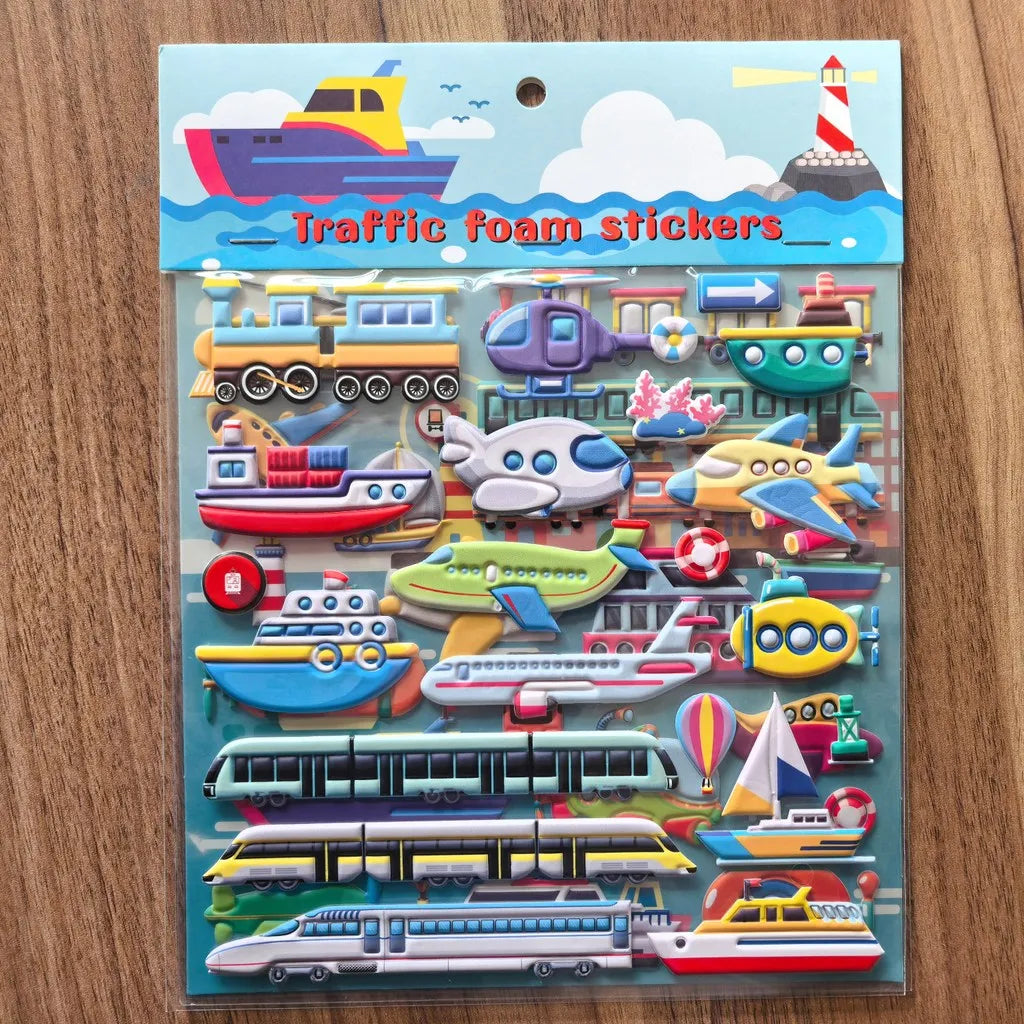 9 Styles Cute Double Layer 3D Foam Stickers | Alphabet Cars Food Cartoon for Notebook Journal Phone Case Decoration