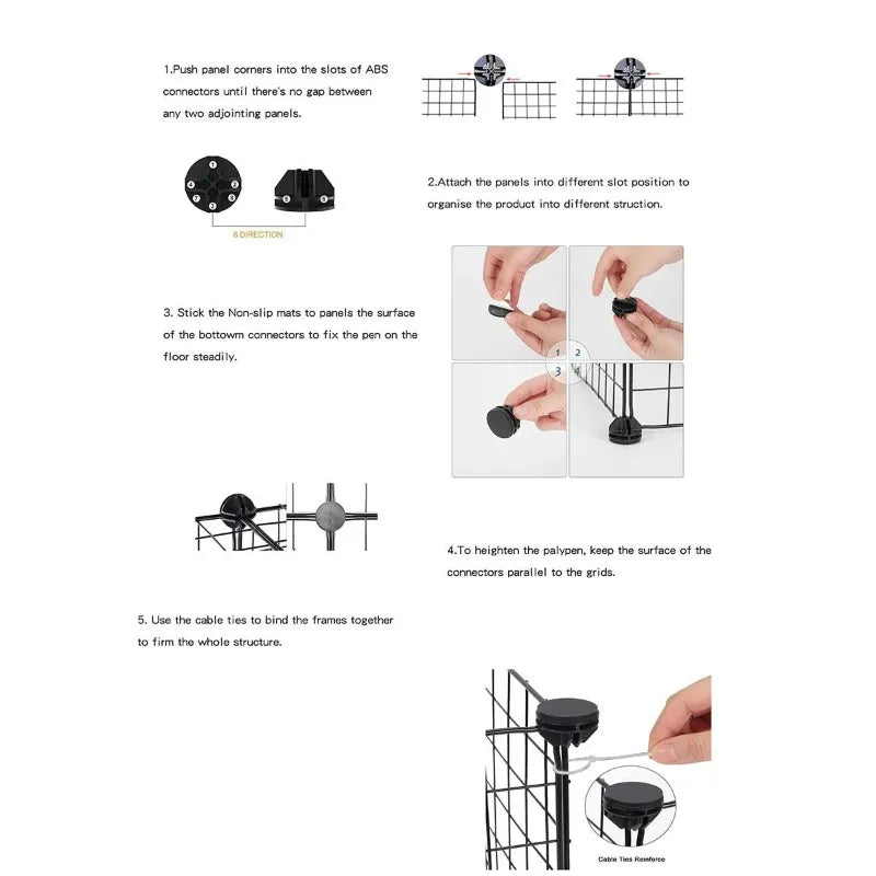 DIY Pet Fence Panels Simple Wire Mesh Panels for Rabbit Cat and Dog Cages Stackable Assembleable Fences Multi Functional Cages