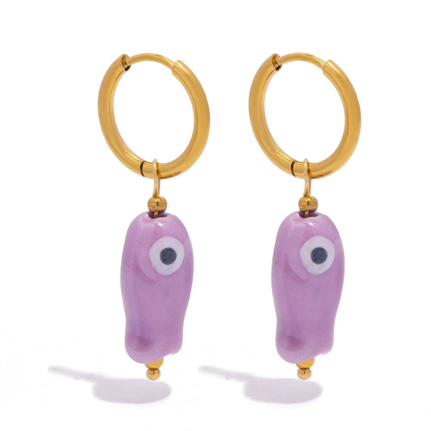 Stainless Steel Ceramic Fish Earrings | Colorful Dopamine Jewelry for Women