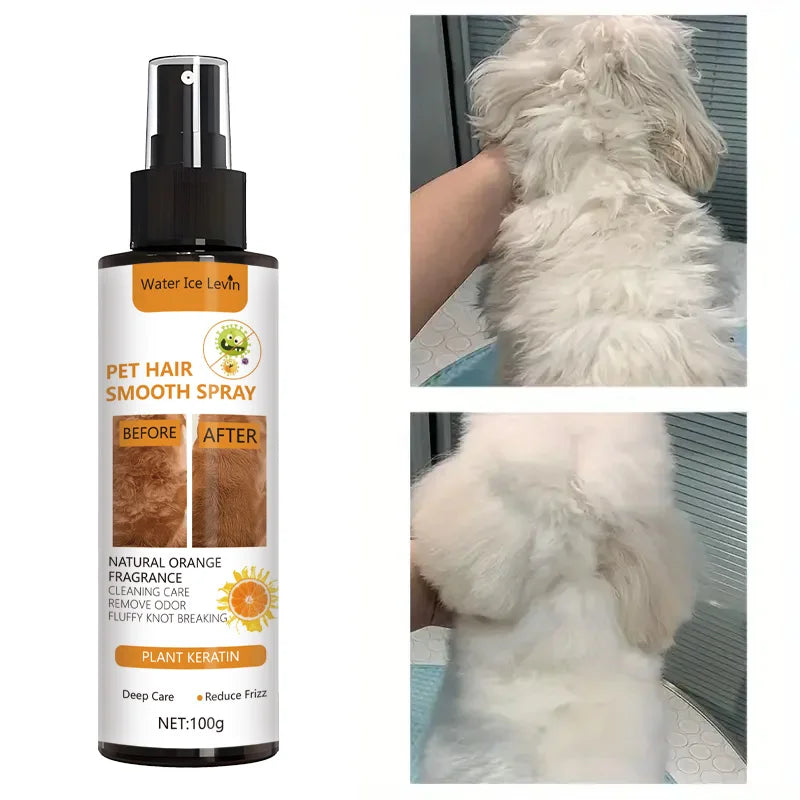 Pet Hair Smoothing Care Spray, Containing Gentle Ingredients, Deeply Moisturizes and Hydrates the Hair. Just One Spray Can Soften and Make Your Pet's Fur Smoother and Shinier.