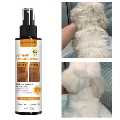 Pet Hair Smoothing Care Spray, Containing Gentle Ingredients, Deeply Moisturizes and Hydrates the Hair. Just One Spray Can Soften and Make Your Pet's Fur Smoother and Shinier.