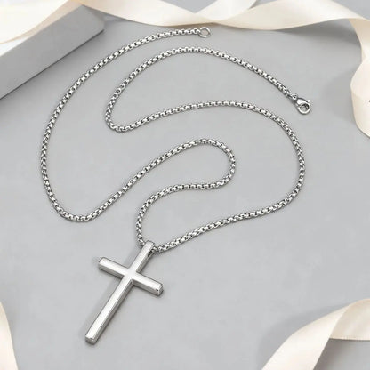 Fashionable Cross Pendant Necklace | Unisex Stainless Steel Box Chain