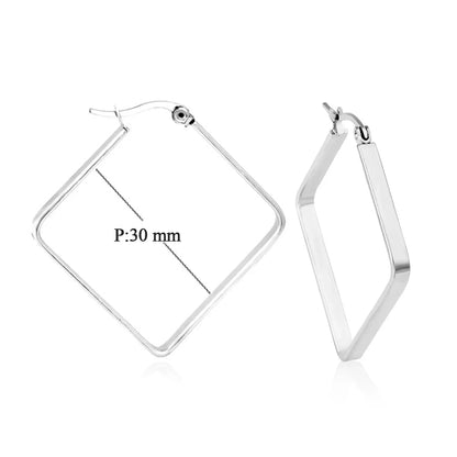 LUXUSTEEL Stainless Steel Hoop Earrings | Simple Geometric Shapes for Women