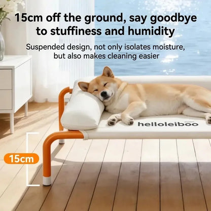 Pet Furniture Mesh Elevated Dog Beds Breathable Removable Raised Dog Bed with Pillow Outside Dog Bed Cat Patio Sunbathing