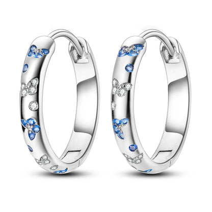 925 Sterling Silver Hoop Earrings with Zircon | Classic U-Shaped Women Jewelry