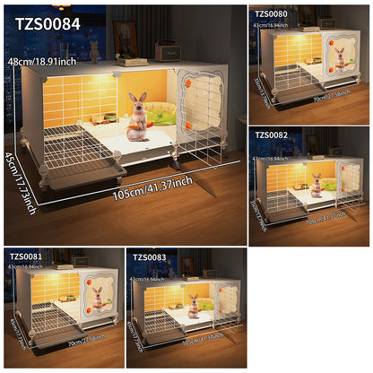 Rabbit Cage with Toilet for Home Use, Indoor Rabbit Villa, Guinea Pig Cage with Separate Living Area