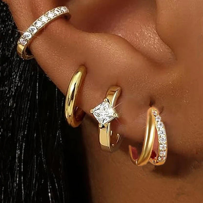 Huggie Hoop Earrings Set for Women | Crystal Zircon Tragus Cartilage Piercing Jewelry
