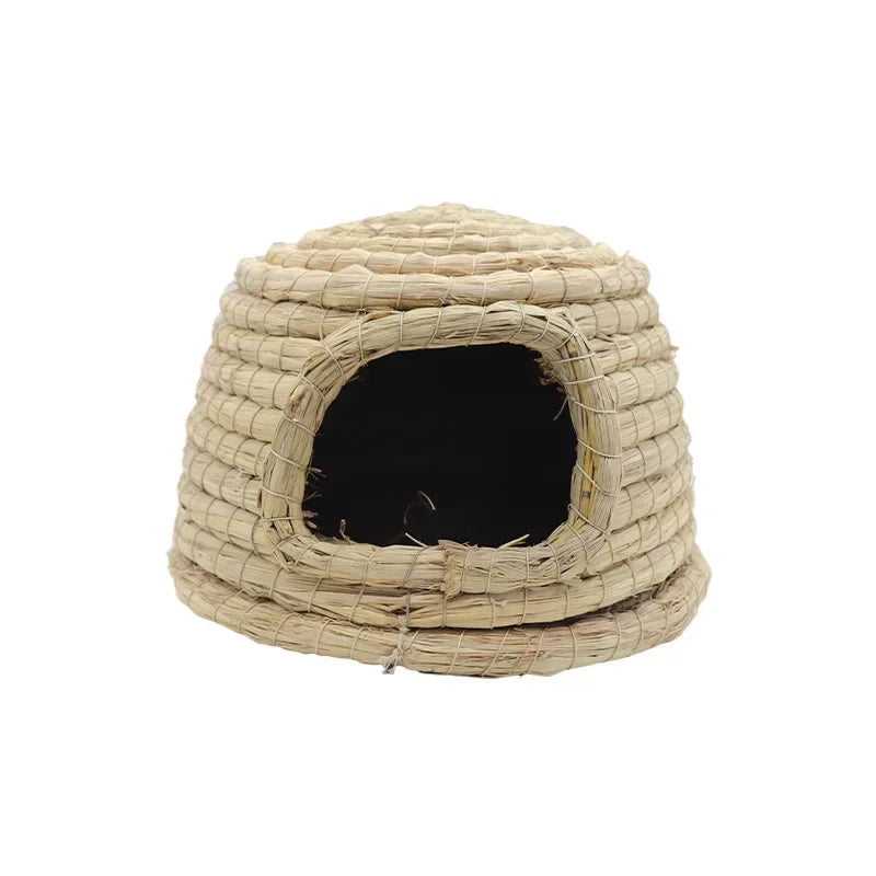 Pet Rabbit Grass Bed Natural Straw Woven House Bunny Chew Toys Hay Nest Bed for Hamsters Chinchillas Mice Small Animals