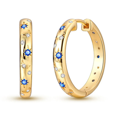925 Sterling Silver Hoop Earrings with Zircon | Classic U-Shaped Women Jewelry