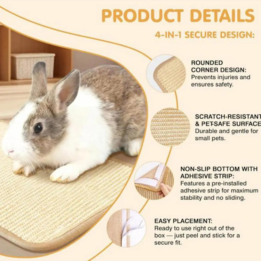 Rabbit Scratching Mat Indoor Foraging Scratcher Rug 15.7x23.6 In Scratch Board For Cage Hutch Floor Home Resting Biting Sleeping