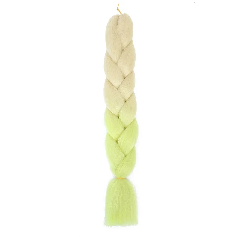 24-Inch Yaki Braids Ombre Jumbo Braiding Hair | Green Synthetic Hair Extensions for DIY Styles