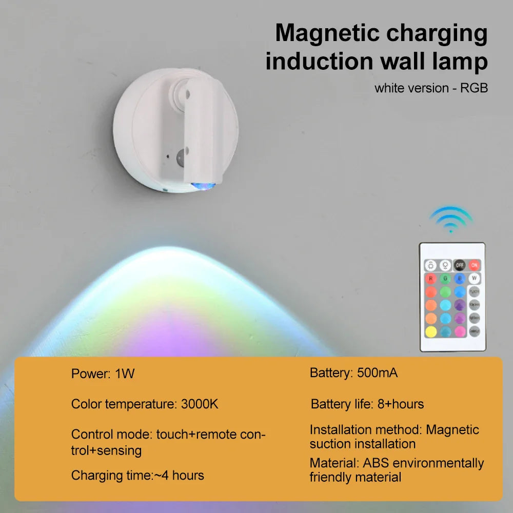 Magnetic USB Rechargeable LED Wall Light | Dimmable Touch Switch Reading Lamp