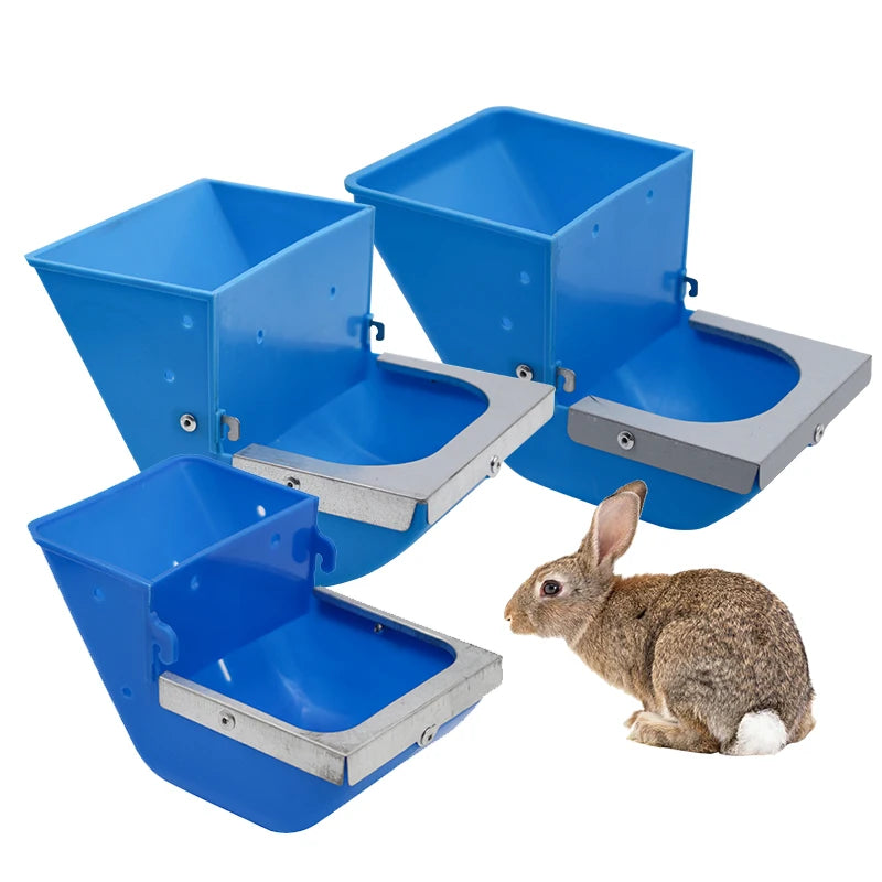 1Pc Blue Rabbit Feed Box Hopper Rabbit Cage Hanging Feed Trough Hamster Bunny Guinea Pig Eating Drinking Bowl Livestock Supplies
