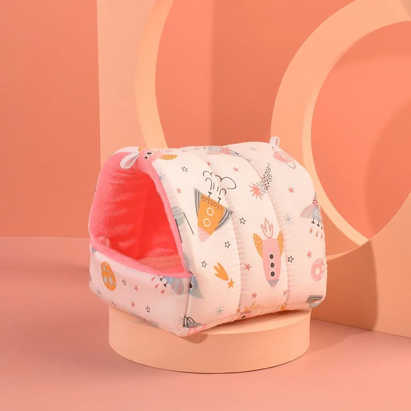 Cute Mini Cage Rabbit Squirrel Winter Warm Cotton Mat Guinea Pig Nest Hamster House Small Animal Sleeping Bed Pet Hanging Cage