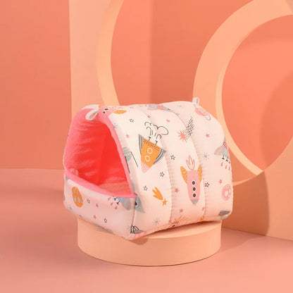 Cute Mini Cage Rabbit Squirrel Winter Warm Cotton Mat Guinea Pig Nest Hamster House Small Animal Sleeping Bed Pet Hanging Cage