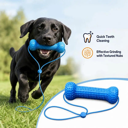 Dog Chew Toy Interactive Tug Rope Toy Quiet Durable Plastic Chew Stick With Gum Massage Nubs For Small Medium Dogs