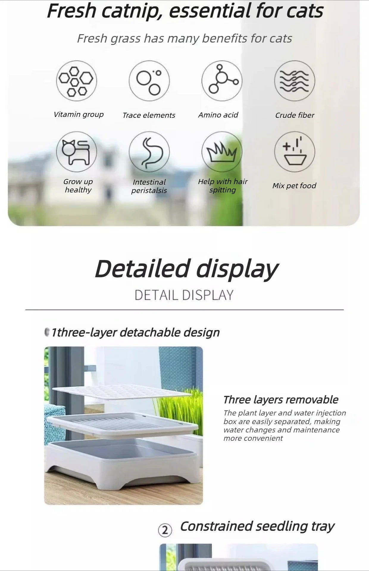 Pet Cat Grass Hydroponic Planter Pot Kitten Wheat Seedling Soilless Planting Device for Indoor Home Garden Plant Care
