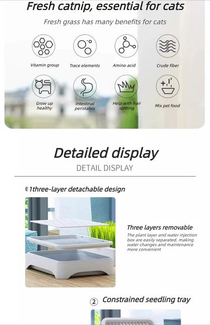 Pet Cat Grass Hydroponic Planter Pot Kitten Wheat Seedling Soilless Planting Device for Indoor Home Garden Plant Care