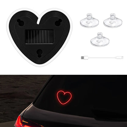 Solar Powered Heart Neon Light | Car Ambient LED Lamp