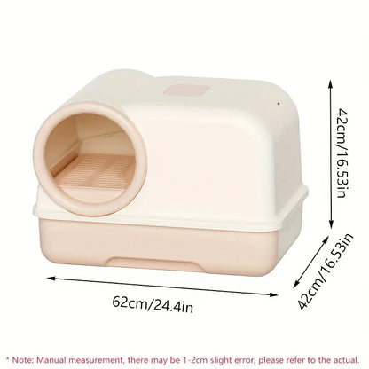 Cat Litter Box with Corridor & Drawer Design | Fully Enclosed Odor Control & Anti-Tracking Toilet | Easy-Clean Kitty Litter Pan