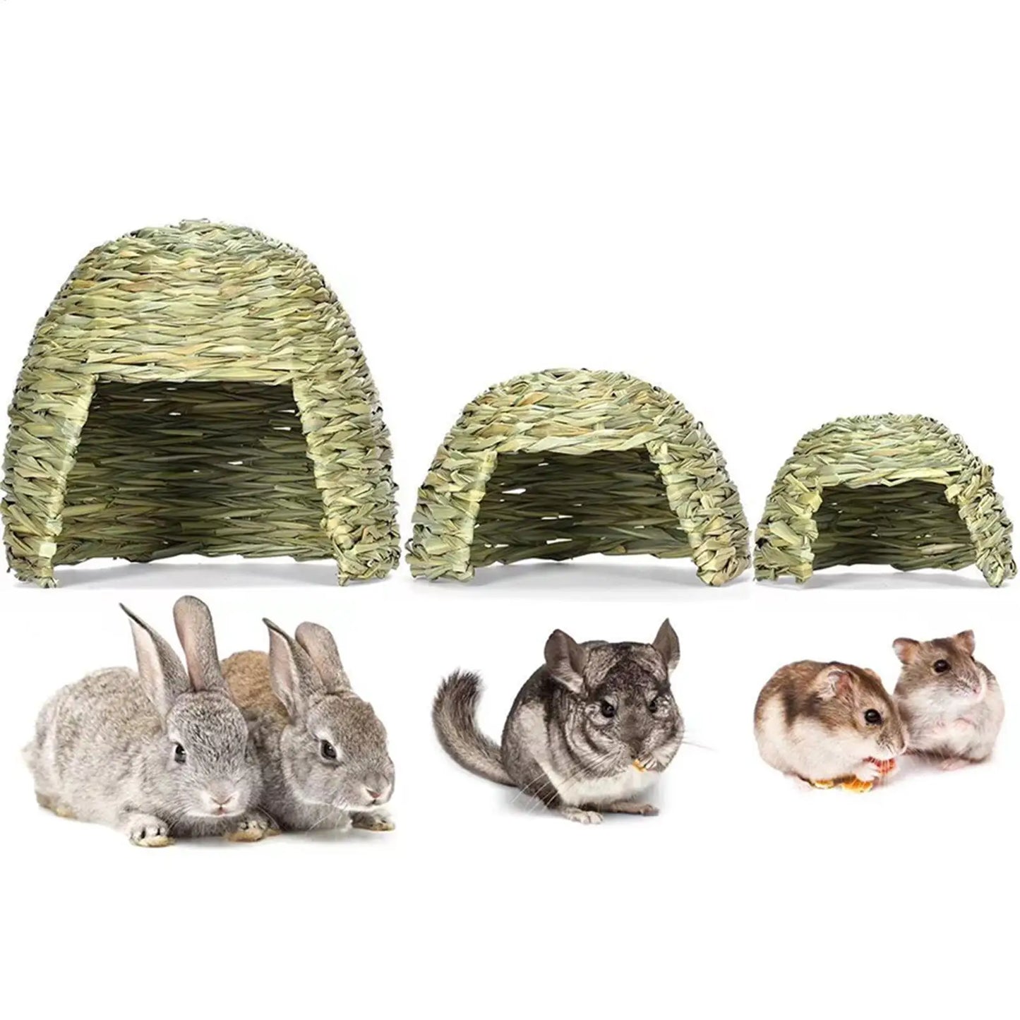 Hamster Grass Cave House For Small Animal Hideouts House Play Cave Habitat Decors For Ferrets Cage Pet Supply