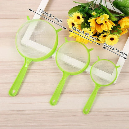 3pcs Plastic Fine Mesh Scoop Strainer Set | Kitchen Sieve and Colander for Baking and Cooking
