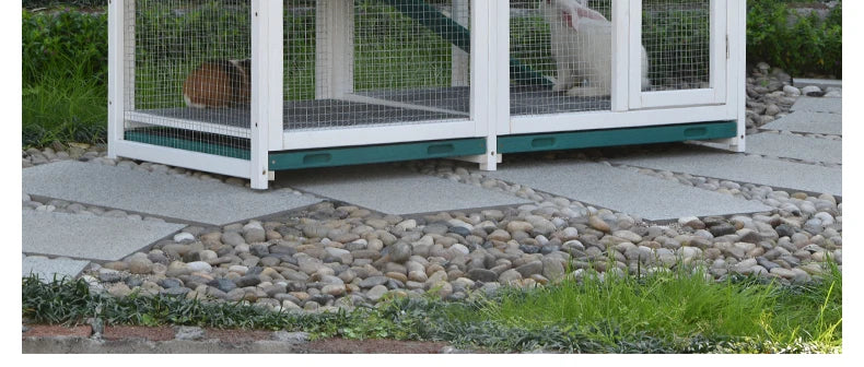 Rabbit Cage Anti Spray Urine Deluxe Double Drawer Rabbit Hutch Solid Wood Pigeon Coop Chicken Cage Bottom Mesh Outdoor