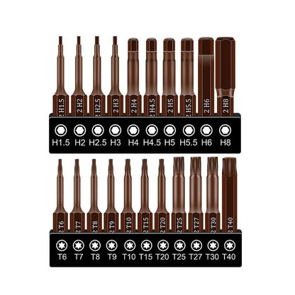 Screwdriver Bits Set 25mm 50mm | S2 Alloy Steel Magnetic Screwdriver Bits for Phillips, Slotted, Hex, Torx