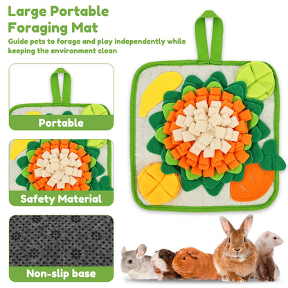 Rabbit Foraging Mat Small Animal Feeding Toy for Hedgehogs Guinea Pigs Chinchilla Snuffle Mat Small Pet Bunny Blanket