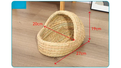 Straw Hand Woven Breathable Rabbit Grass Mat Four Season Hamster Guinea Pig Dutch Pig Foot Mat Rabbit Grass Nest Pet Supplies