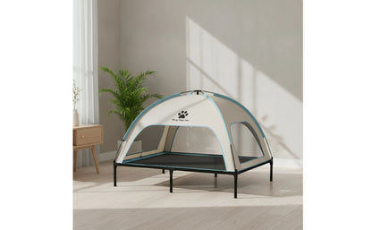 Pet Cot with Canopy Shaded Dog Bed with Sun Shade Tent Raised Dog Bed with Canopy Breathable for Pets, Backyard, Camping
