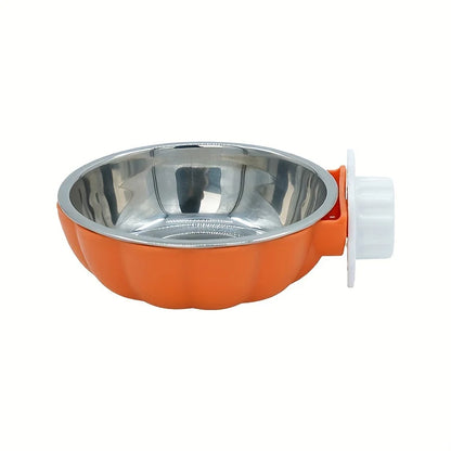 Pumpkin Shaped Small Pet Food and Water Bowl, Movable and Lifting Pet Carrier Bowl Pet Feeding Supplies