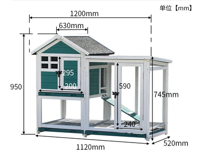 Rabbit Cage Anti Spray Urine Deluxe Double Drawer Rabbit Hutch Solid Wood Pigeon Coop Chicken Cage Bottom Mesh Outdoor