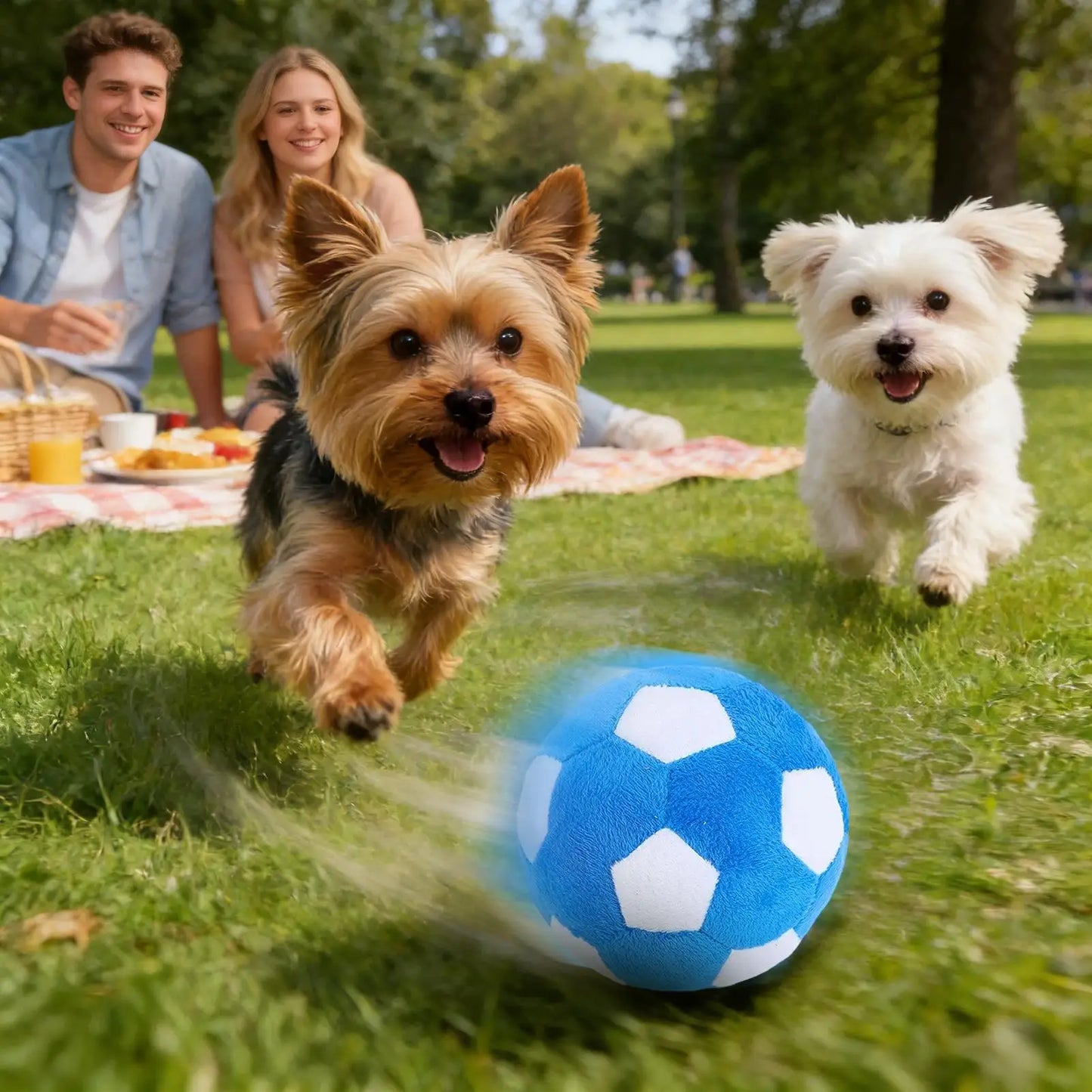 Dog Soccer Ball Toy Soft Chewing Game Plush Soft Squeaky Balls for Dogs for Indoor Outdoor Play Teething Enrichment Puppy Large