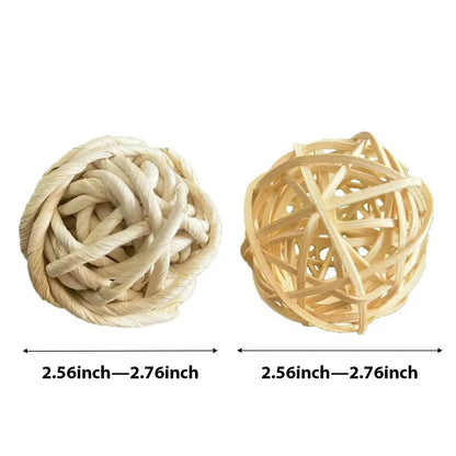 Pet Parrot Chewing Teething Toys Hamster Rabbit Hand-woven Straw Rope Carrot Corn Rattan Ball Toys Bird Cage Hanging Accessories