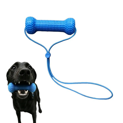 Dog Chew Toy Interactive Tug Rope Toy Quiet Durable Plastic Chew Stick With Gum Massage Nubs For Small Medium Dogs