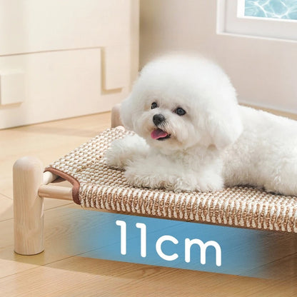 Wooden Frame Elevated Dog Bed Breathable Raised Pet Cot for Small Dogs Cats Summer Cooling Dog Camp Bed Kennel Pet Products