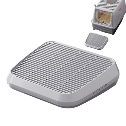 Cat Litter Tray With Sand Control Mechanism Double-layer Filtration Ramp Elevated Non-Slip Tray Anti Tracking Easy Cleaning