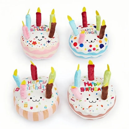New Birthday Cake Dog Toys Interactive Bite Resistant Gnaw Toys Puppy Teething 16cm Stuffed Cake Doll Party Decor