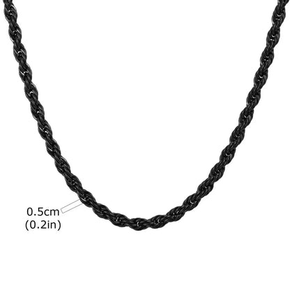 Vnox Twist Rope Chain Necklace for Men Women | Waterproof Stainless Steel Unisex Chain