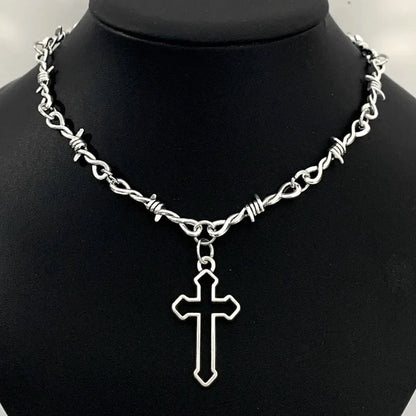 Barbed Wire Choker Necklace | Gothic Punk Thorns Chain for Women