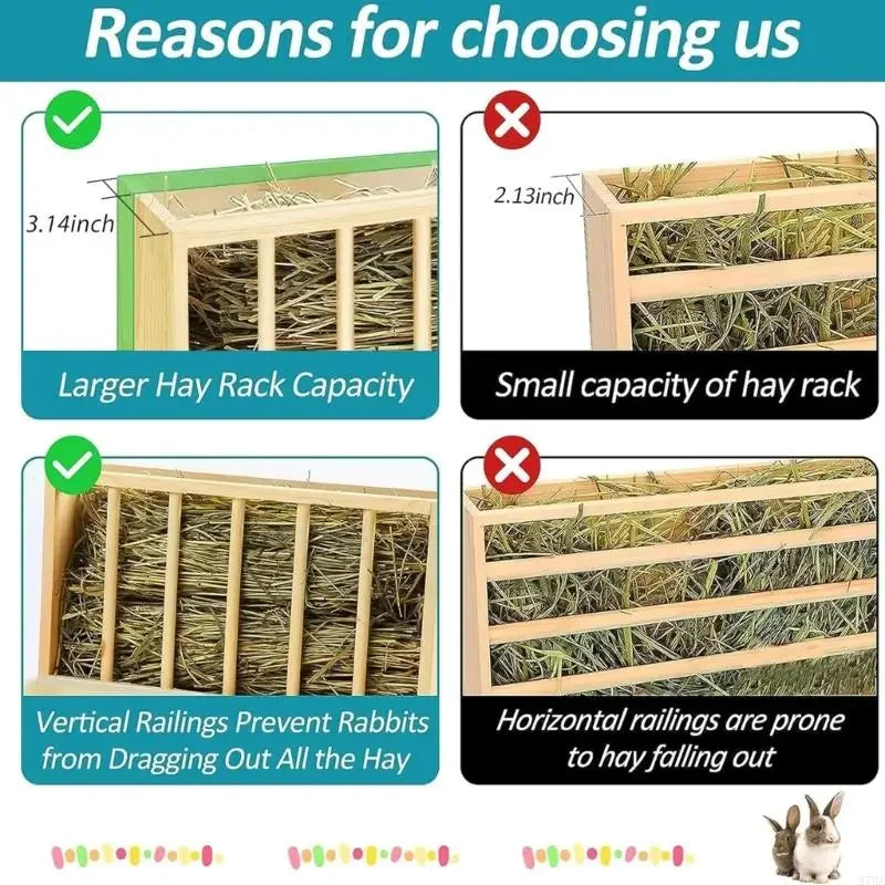 Small Animal Feeders Stable Wooden Frame Compacts Small Animal Feeding Cage for Small Pet Easyly Clean Y5GB
