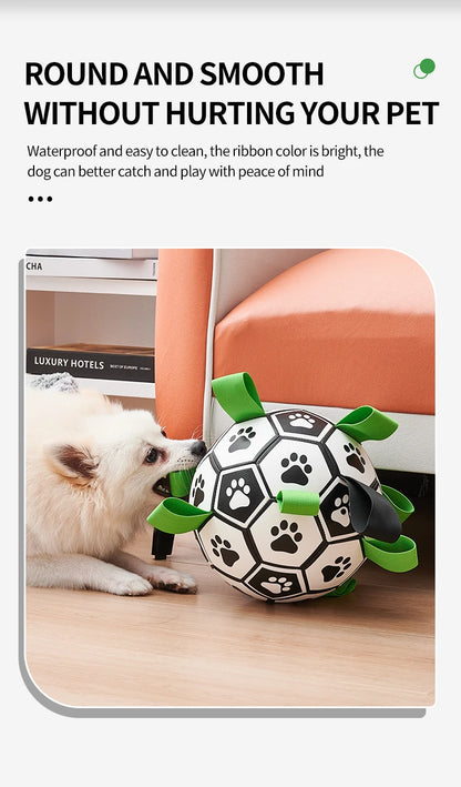 Dog Toys Soccer Ball with Straps, Interactive Dog Toys for Tug of War, Puppy Birthday Gifts, Dog Tug Toy, Dog Water Toy, Durable