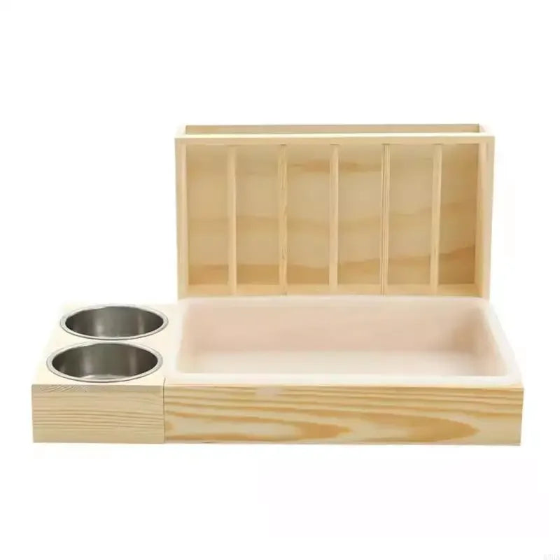 Small Animal Feeders Stable Wooden Frame Compacts Small Animal Feeding Cage for Small Pet Easyly Clean Y5GB