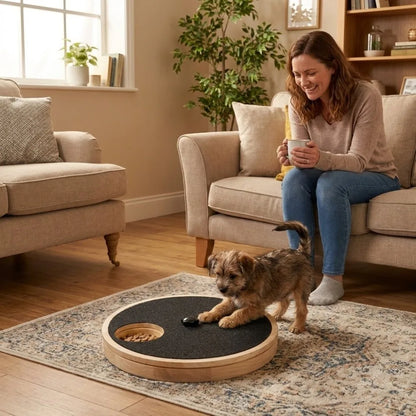 Rotating Dog Scratching Board Round Non-Slip Dog Nail Grinding Pad Wear-resistant with Treat Box Pet Slow Feeding Plate for Dogs