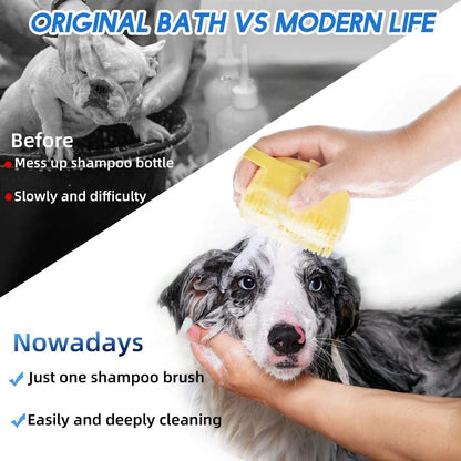 Soft Silicone Pet Shampoo Brush | 2.7oz Dog Cat Bathing Massage Comb