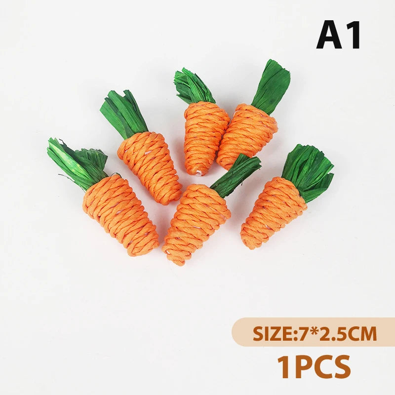 Hamster Rabbit Chew Toy Bite Grind Teeth Corn Carrot Woven Balls Tooth Cleaning