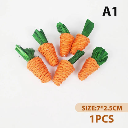 Hamster Rabbit Chew Toy Bite Grind Teeth Corn Carrot Woven Balls Tooth Cleaning